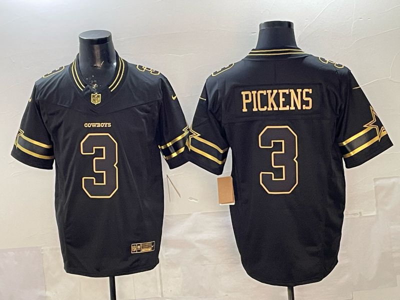 Men 2026 Dallas Cowboys #3 Pickens Black gold 6th generation Nike Limited NFL Jersey style 07->dallas cowboys->NFL Jersey
